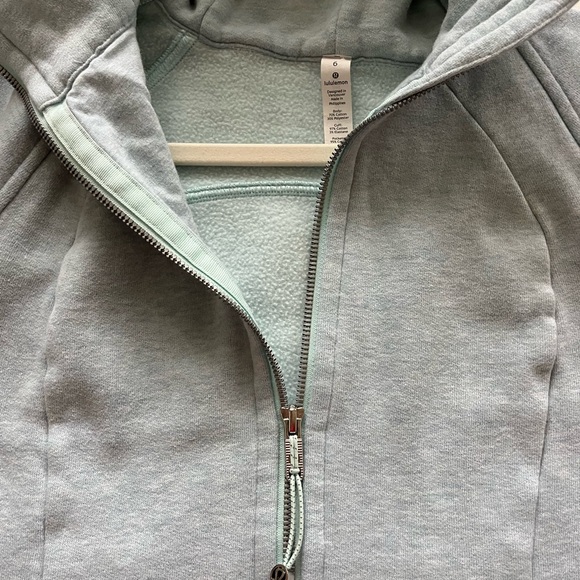 lululemon athletica Scuba Hoodie Light Cotton Fleece Heathered Dawn Blue -Size 6 - Picture 7 of 14